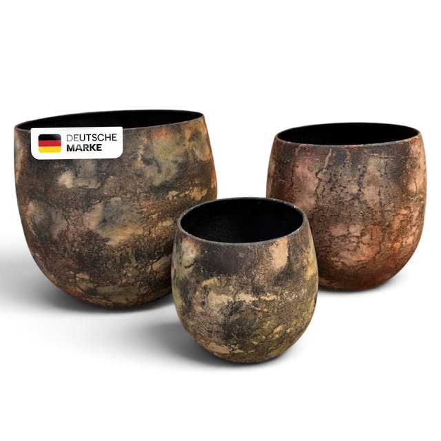 Pflanztöpfe Metall im 3er-Set, Kupfer-Bronze in Patina-Optik Pflanztöpfe Metall im 3er-Set, Kupfer-Bronze in Patina-Optik